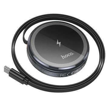 HOCO Kabelloses Ladegerät mit einziehbarem Kabel Typ-C, kompatibel mit MagSafe und Apple Watch, 15 W, CQ18, Grau
