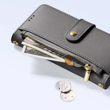 iPhone 15 Pro Dux Ducis Lawa Wallet Mag Lederhülle Grau