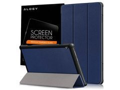Etui Alogy Book Cover do Lenovo Tab M10 10.1 TB-X605 Granatowe + Szkło