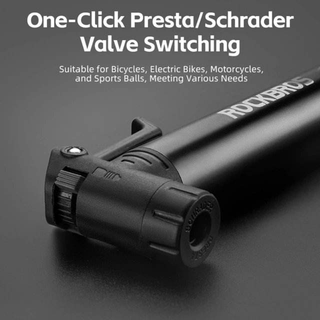 Pompka ręczna Rockbros 42320010001 do roweru + wkrętak - czarna