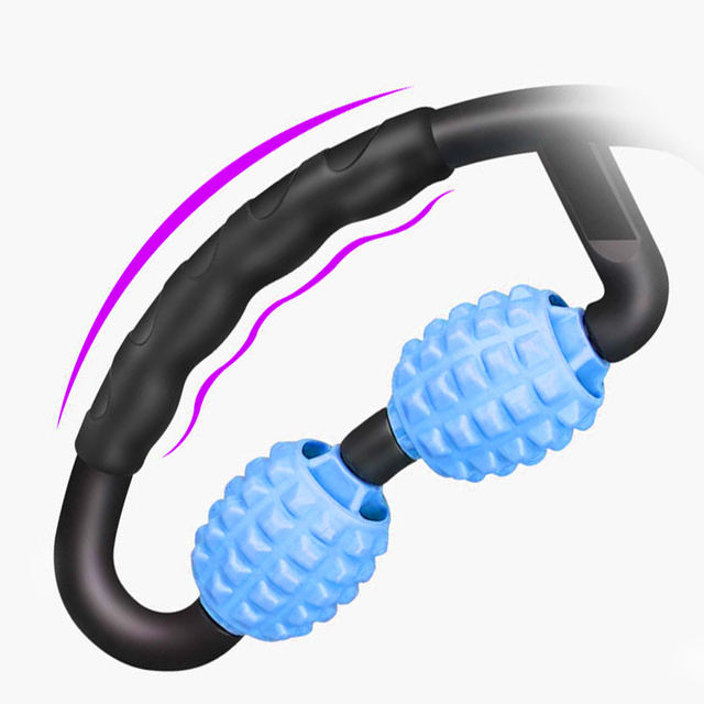 Masażer do ciała antycellulitowy ręczny roller mięśni Alogy 5x wałek do masażu Uniwersalny rolkowy czarno-niebieski