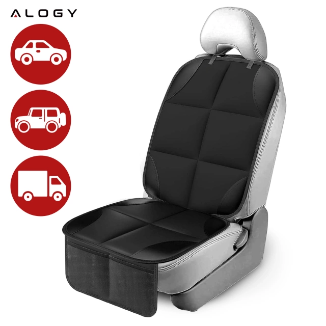 Mata ochronna na pojedynczy fotel Alogy SeatShield™ Podkładka pod fotelik Samochodowy dla dziecka Ochraniacz do Auta Czarna