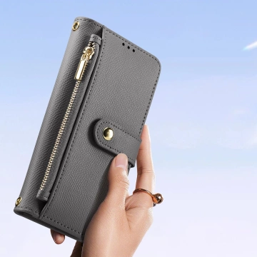 iPhone 15 Dux Ducis Lawa Leder Wallet Case MagSafe Grau