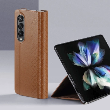 Dux Ducis Bril etui Samsung Galaxy Z Fold 3 pokrowiec z klapką portfel na kartę podstawka brązowe