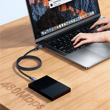 USAMS USB-C auf USB-C 100 W PD Schnellladung QC FCP 3 m schwarzes Kabel