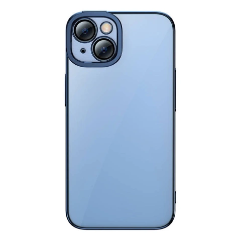 Baseus Glitter Schutzhülle Set Clear Case und Tempered Glass für iPhone 14 Plus (Blau)