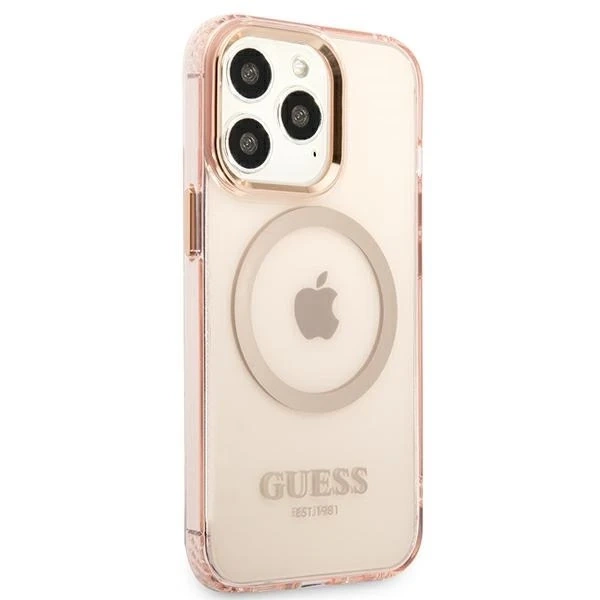 Etui Guess GUHMP13XHTCMP do iPhone 13 Pro Max 6,7" hard case Gold Outline Translucent MagSafe
