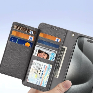 iPhone 15 Pro Dux Ducis Lawa Wallet Mag Lederhülle Grau