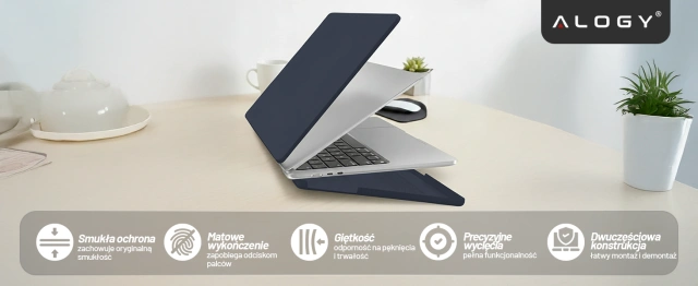 Etui do Apple Macbook Air 15 2023-2025 (M2/M3/M4) – elastyczna, matowa obudowa ochronna, lekka i odporna – Alogy AirGuard™ Granatowy