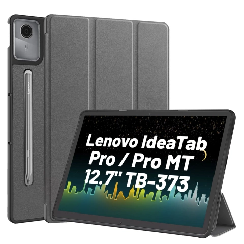 Etui do Lenovo IdeaTab Pro / Pro MT 12.7" TB-373, Ochronne z Klapką i Miejscem na Rysik, Składana Okładka Bumper, Alogy BookGuard™ – Szare
