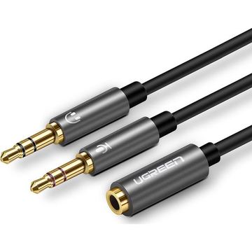 UGREEN AV192 AUX-Audio-Splitter, Kopfhörermikrofon auf 3,5-mm-Miniklinkenkabel (grau)