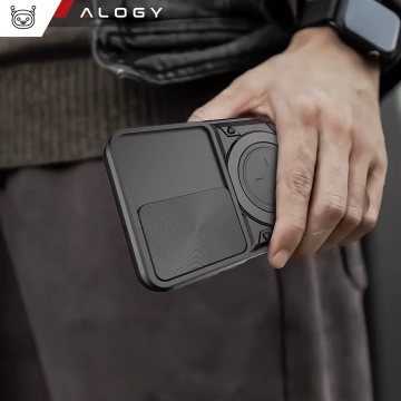 Schutzhülle für Samsung Galaxy S25, gepanzerte Slide-Hülle mit Ringkameraschutz, Alogy CamGuard Pro, schwarz