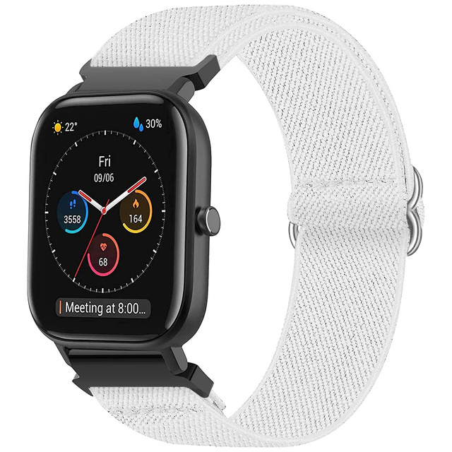 Pasek elastyczny Uniwersalny nylonowy Alogy Nylon opaska do zegarka Smartwatcha 20mm biały