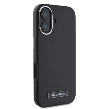 Karl Lagerfeld Hülle für iPhone 16 6,1" Schwarzes MagSafe Hardcase FW Metallplatte