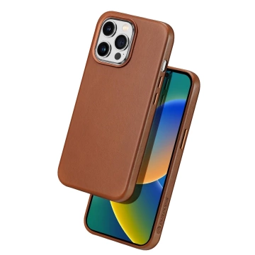 Dux Ducis Naples Hülle iPhone 14 Pro magnetische Lederhülle MagSafe braun