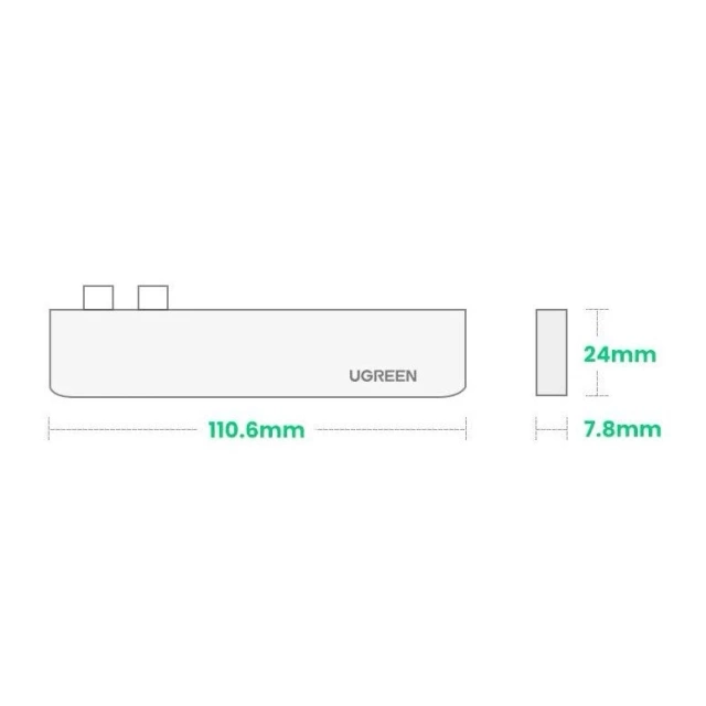 Wielofunkcyjny HUB UGREEN 2x USB Typ C na USB Typ C PD (Thunderbolt 3, 100W, 4K@60 Hz, 10 Gbps) / HDMI 4K@30 Hz / 3x USB 3.0 do MacBook Pro / Air szary (60559)