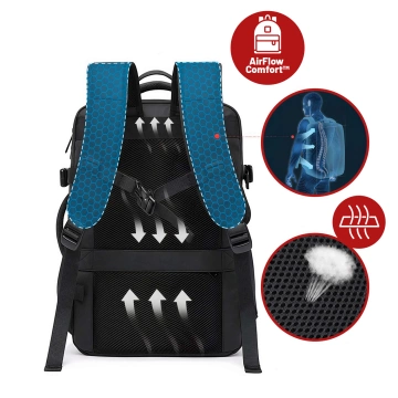 Reiserucksack Bange BackPack Business erweiterbarer Rucksack Geräumige Tasche für 17,3-Zoll-Laptop mit USB-Anschluss Schwarz
