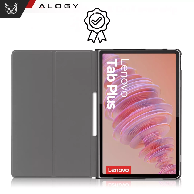 Etui + Szkło ochronne do Lenovo Tab Plus 11.5" 2024 TB351FU Alogy Book Cover Case obudowa na tablet Różowe + Rysik Gratis