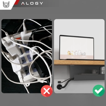 Kabel-Organizer unter der Tischplatte, Ablage für Kabel, Kabelleisten, Tischplatte, Alogy-Schreibtisch, 55 cm, Schwarz