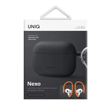 Etui ochronne na słuchawki UNIQ etui Nexo AirPods Pro 2 gen + Ear Hooks Silicone szary/charcoal grey