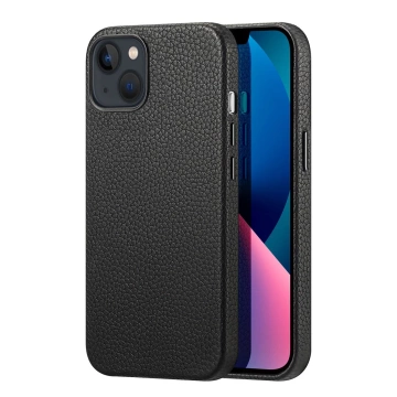 Dux Ducis Roma Ledertasche für iPhone 13 elegante Hülle aus echtem Leder schwarz