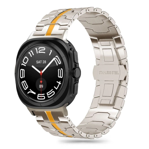 Bransoleta Stainless Line für Samsung Galaxy Watch Ultra (47 mm) Titan/Orange