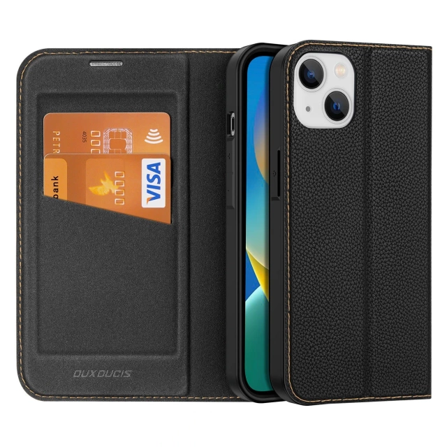 Dux Ducis Skin X2 Hülle für iPhone 14 Plus Hülle mit magnetischer Klappe schwarz