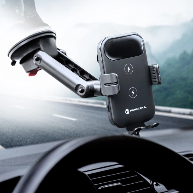 Uchwyt Samochodowy Ładowarka FORCELL F-GRIP HS4 Indukcja 15W czarny