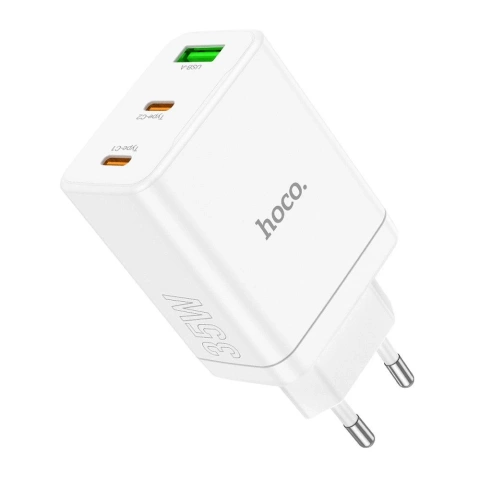 Ładowarka sieciowa HOCO 2 x Typ C + USB A PD QC3.0 3A 35W Biała