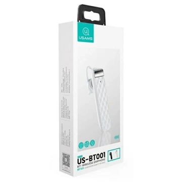 Słuchawka Bluetooth 5.0 USAMS BT1 biały/white BHUBT102 (US-BT001)