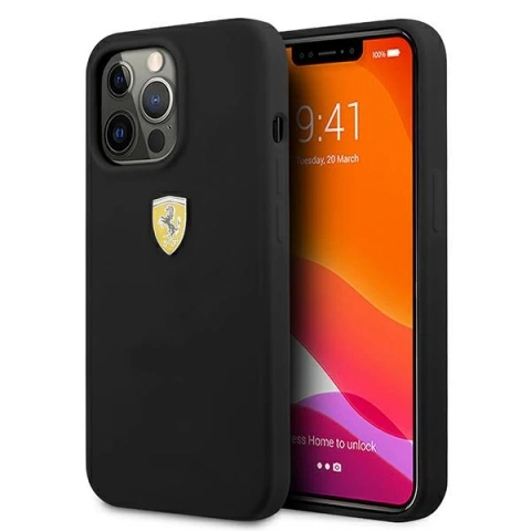 Etui na telefon Ferrari iPhone 13 Pro Max 6,7" czarny/black hardcase Silicone