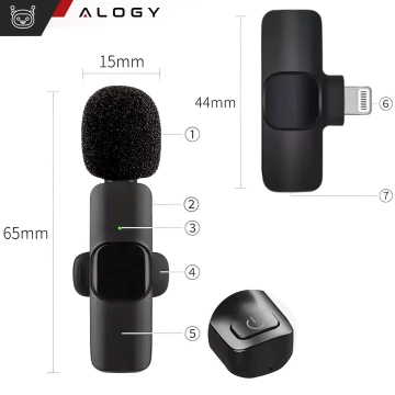 2x Alogy Lightning Wireless Lavalier-Mikrofon für Apple iPhone iPad Kleine Mikrofone Set bestehend aus zwei Mikrofonen