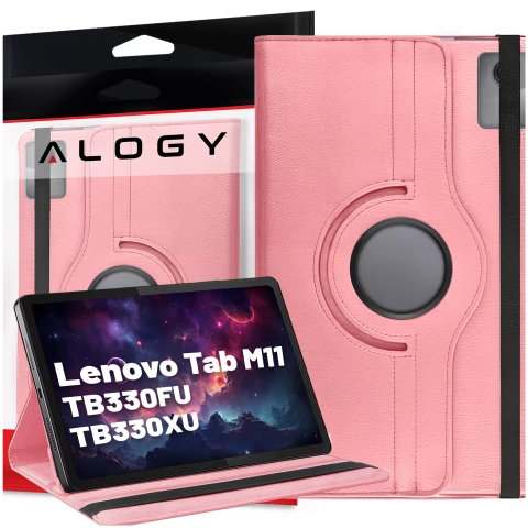 Etui 360 do Lenovo Tab K11 / K11E 11” M11 10.95" TB330FU / TB330XU / TB331FC obrotowe pokrowiec obudowa z klapką na tablet Case Alogy Różowe