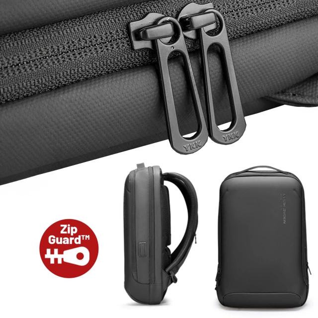 Plecak na Laptopa 15.6" Mark Ryden, Wodoodporny, Lekki i Smukły, Podróżny z Wyjściem USB, Kieszenią na Karty i Zamkiem YKK, Materiał EVA, 14L (42×30×12 cm) – Czarny