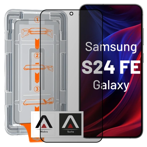 Szkło hartowane Prywatyzujące do Samsung Galaxy S24 FE ochronne szkiełko na ekran 9H Alogy Privacy EasyShield™️ z ramką montażową