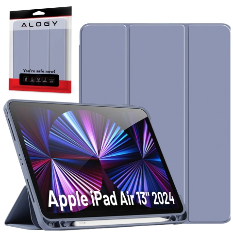 Etui ochronne z rysikiem do Apple iPad Air 13" 2024/2025, iPad Pro 12.9" 2018-2022 obudowa na tablet Fioletowe