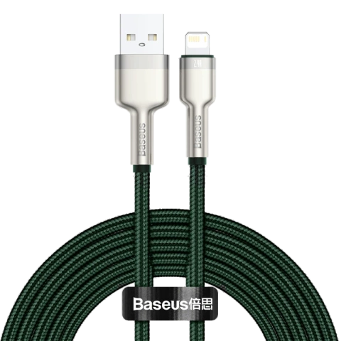 Kabel USB do Lightning Baseus Cafule, 2.4A, 2m (zielony)