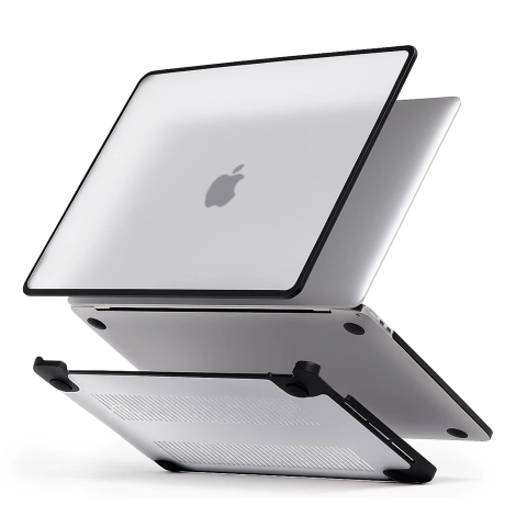 Etui ochronne do Apple Macbook Air 13 13.6" M2 2022 / M3 2024 / M4 2025 (A2681, A3113, A3240) Alogy MatteGuard™ obudowa Matowa Przezroczysta Biel z czarną ramką
