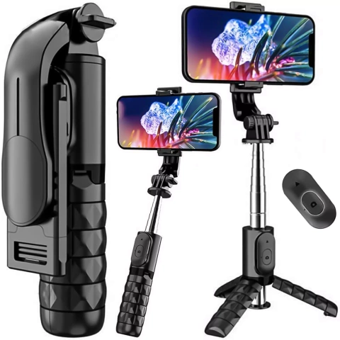 Selfie stick statyw kijek Bluetooth Alogy Tripod uchwyt do telefonu Czarny