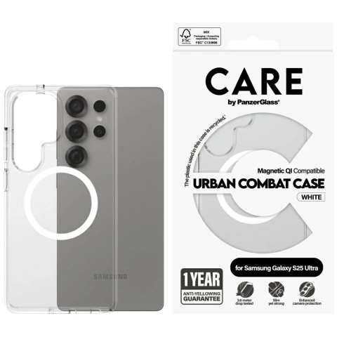 Etui do Samsung Galaxy S25 Ultra CARE by PanzerGlass Flagship Urban Combat White QI  przezroczyste