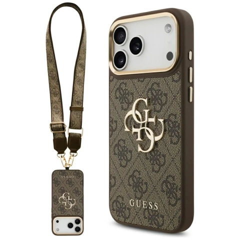 Etui Guess 4G Big Classic Logo Big Strap Metal Buttons do iPhone 17 Pro Max Brązowy