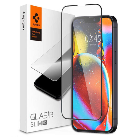 Szkło Spigen Glas.tR Slim FC do etui do Apple iPhone 13/ 13 Pro/ 14/ 16e Black