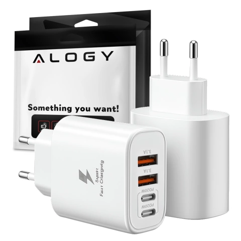 Ładowarka sieciowa 40W 2x USB 2x USB-C Alogy Super Fast Charger Szybkie ładowanie PowerDelivery PD Biała