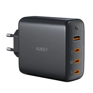 Ładowarka sieciowa Aukey 100W GaN, 1xUSB-A, 3xUSB-C, czarna - ładowanie 4 urządzeń