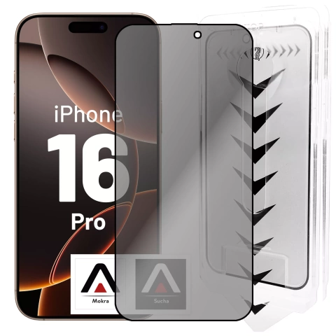Szkło hartowane Prywatyzujące do Apple iPhone 16 Pro ochronne szkiełko na ekran 9H Alogy Privacy EasyShield™️ z ramką montażową