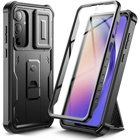 Etui do Samsung Galaxy A55 5G obudowa Kevlar Case Cover 360 z ochroną ekranu i aparatu Slide czarne