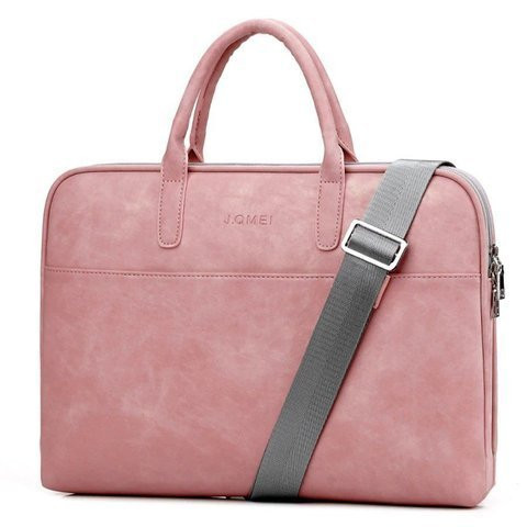 Torba etui skórzane J.QMEI pokrowiec do laptopa 15" do MacBook Air/ Pro Różowa