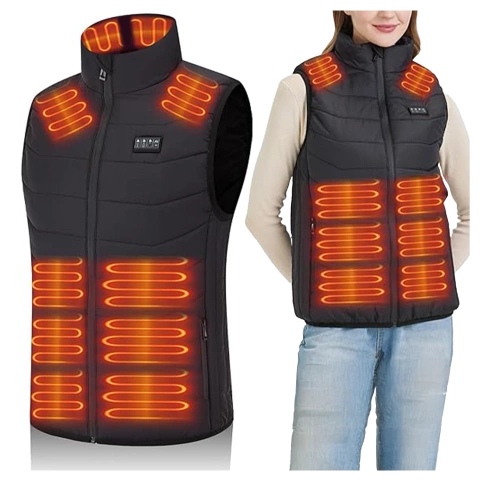 Kamizelka grzewcza z 28 strefami – 4-stopniowa regulacja temperatury, zasilanie USB, idealna na zimę i aktywności outdoor – Alogy ThermoVest™ Czarna (L)