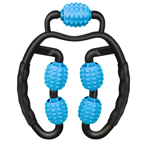 Masażer do ciała antycellulitowy ręczny roller mięśni Alogy 5x wałek do masażu Uniwersalny rolkowy czarno-niebieski 