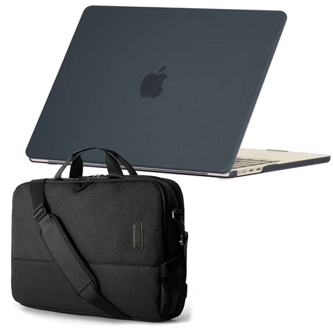 Etui Alogy Hard Case do Apple Macbook Air 13 2022 M2 Matowy Czarny + Torba do 15.6"